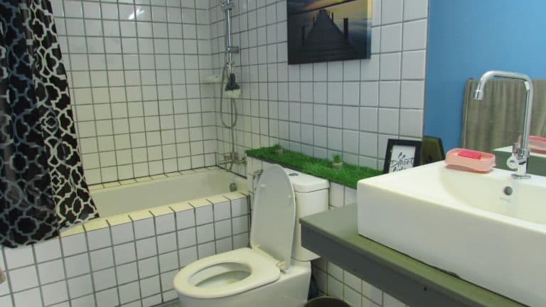 Home Stay 11 a white toilet sitting next to a bath tub